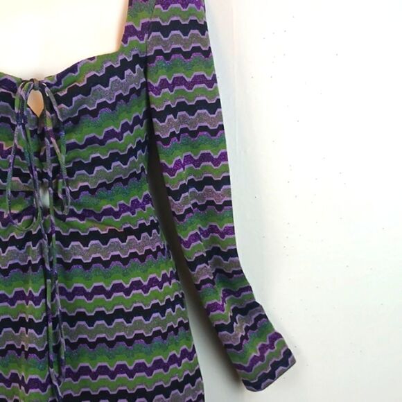 Zara Only one metallic multicolored long sleeve boho mini dress size small - Picture 6 of 12